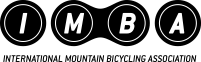 Official International Mountain Bicycling Association logo with black circular letter icons inside a bike chain link graphic.
